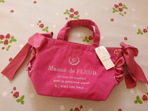 新品 メゾンドフルール トートバッグ Maison FLEURピンク リボン ハンドバッグ