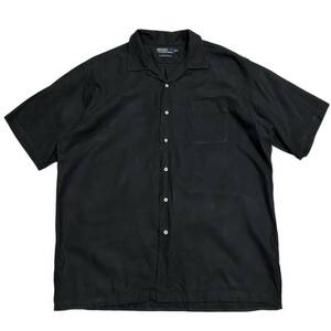 希少 ブラック CALDWELL 【90s POLO RALPH LAUREN ポロラルフローレン オープンカラー シルク ボックスシャツ XL】ビンテージ USA レーヨン