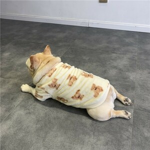 ホワイトLサイズ◆【残り数枚】犬服 中型犬用 ドッグウェア くまさん柄 ベア ペットグッズ セーター フレブル フレンチブルドッグ 新品