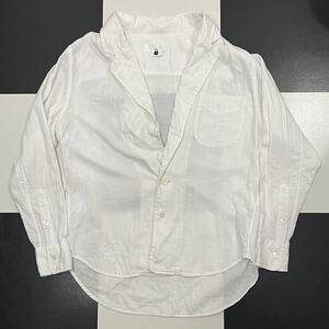 【763】 GANRYU COMME des GARCONS 洗い 加工 テーラード シャツ ジャケット S ホワイト 白 White ガンリュウ コムデギャルソン jacket