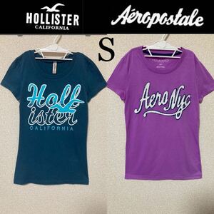 HOLLISTER AEROPOSTALE☆半袖Tシャツ 2着セット S ブルー パープル 2点セット ホリスター エアロポステール