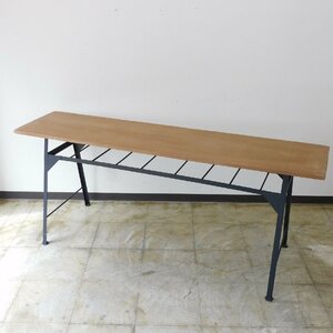 ふるい木味の鉄脚テーブル HK-a-03535 / アンティーク 古道具 鉄脚 作業台 無垢材 カウンター 机 台 展示台