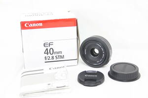 【返品保証】 【元箱付き】キャノン Canon EF 40mm F2.8 STM 前後キャップ 説明書付き レンズ v8449