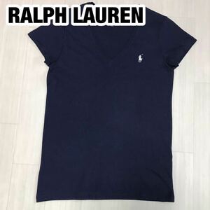 POLO RALPH LAUREN ポロ ラルフローレン 半袖Tシャツ M ネイビー 刺繍ポニー Vネック