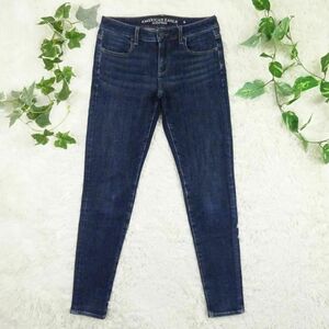 美品　American Eagle　アメリカンイーグル　JEGGING　ジェギング　ユーズド加工ストレッチスキニーデニムパンツ US4 REGULAR ユニセックス