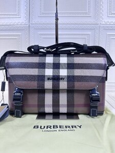 バーバリー Burberry Elizabeth ブランドロゴチェック レザー メッセンジャーバッグ ショルダー＆クロスボディバッグ ブラウン