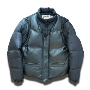 18AW Schott × Supreme Down Leather Vest Puffy Jacket ショット　レザー　ダウン