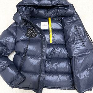 美品 1円〜 L〜XL相当 モンクレール フラグメント MONCLER FRAGMENT HANTIUM ダウンジャケット メンズ ハンティウム ネイビー 紺 ロゴ