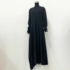 63k20 JIL SANDER ジルサンダー 2021AW タートルネック ロングニットワンピース 切替デザイン JSWR754315 WRY21148 サイズ36 ブラック