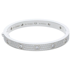 カルティエ LOVE BRACELET PAVE DIAMONDS ラブブレス サイズ:16 K18WGパヴェダイヤモンドブレスレット 中古 SS13