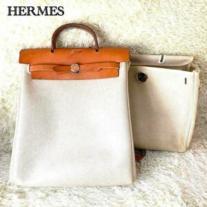 【極美品】HERMES エルメス エールバッグ アド PM リュックサック トワルアッシュ レザー カデナ 2way A4収納可能 替えバッグ付き □C