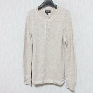 未使用 A.P.C. アーペーセー 長袖 ラメ入り 長袖 ヘンリーネック ニット 23222-1-80413 M ベージュ ◆