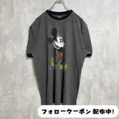 古着 used　Disney　ディズニー　Mickey Mouse　ミッキーマウス　半袖リンガープリントTシャツ　グレー　