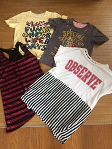 ☆ブランド服 まとめ売り 子供 150 レディース S サイズの方に☆ラフ rough グラット ニュース☆Tシャツ ノースリーブ かなり美品☆