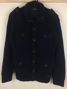 新品同様品 BURBERRY BLACK LABEL ジップアップジャケット ニット生地 ネイビー サイズ2