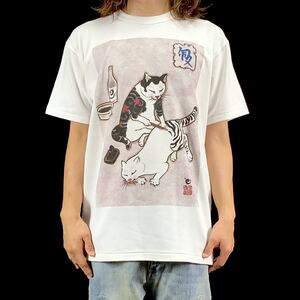 新品 ビッグ プリント 浮世絵 和彫 刺青 ゼブラ タトゥー 彫り師 ネコ 猫 Tシャツ S M L XL オーバー サイズ XXL~5XL ロンT パーカー 対応