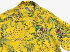 SUN SURF PINEAPPLE PASSION パイナップル パッション RAYON HAWAIIAN SHIRT レーヨン ハワイアンシャツ L イエロー