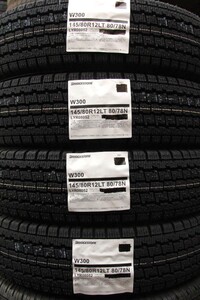 4本セット 事業所/西濃止 総額14800円 2024年製 BRIDGESTONE W300 145/80R12 80/78N LT 145R12 6PR スタッドレス 冬タイヤ 軽トラ軽バン F