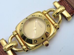 1円 グッチ(GUCCI) 6300Ｌ GP シャンパン文字盤 レディース 腕時計 稼働 QZ 14407