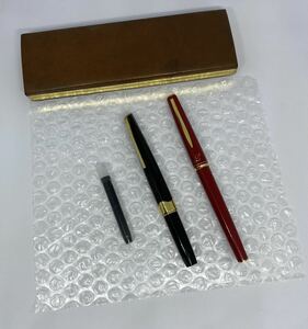 【K18 刻印】万年筆 PLATINUM 18K 中字 18金　ケース・インクセット（中古品）