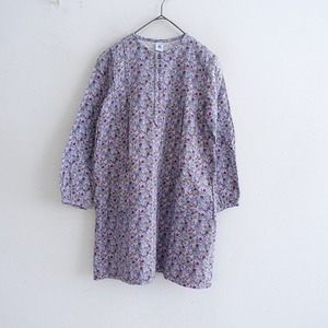 【キッズ】プチバトー PETIT BATEAU *コットン 花柄 ワンピ―ス*綿パープル系長袖フラワー(84-2412-100)【61A52】