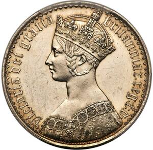 イギリス ヴィクトリア ゴチッククラウン銀貨 1847 PCGS PR61 ゴシッククラウン
