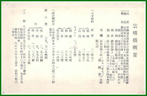 c2097【絵葉書】愛知【雲晴橋概要　東加茂郡盛岡村(豊田市)　巴川】戦前　ヨゴレ