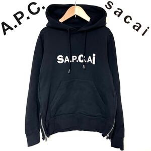 Sacai A.P.C.サカイ アーペーセー コラボ TAIYO HOODIE タイヨー フーディー サイドジップ パーカー スウェット プルオーバー XS ブラック