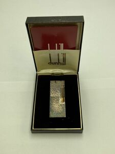 K302-J053430-1 ◎ dunhill ダンヒル ローラー式ガスライター シルバーカラー 総柄 ケース付き スイス製 喫煙具 火花あり ③