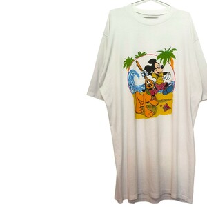 古着　disney　半袖Ｔシャツ　ワンピースＴシャツ　ビッグサイズ　ミッキー　ヴィンテージ　シングルステッチ　80s　90s