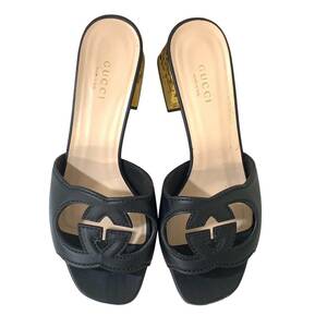 GUCCI グッチ インターロッキングG ウィメンズ スライドサンダル　 black size 36