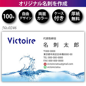 オリジナル名刺印刷 100枚 両面フルカラー 紙ケース付 No.0246