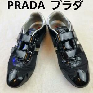 プラダ　ＰＲＡＤＡ　sports　２ベルクロ　スニーカー(36)ブラック・銀