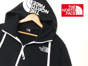 ■THE NORTH FACE■スウェットジップパーカー 黒×白 Lサイズ フードロゴ ノースフェイス