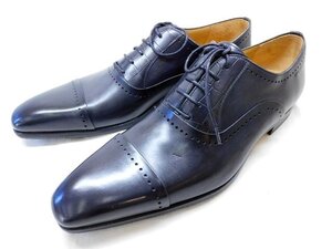 5 美品 MAGNANNI（マグナーニ） ◆ メンズ ドレスシューズ サイズ43 約27cm レザー 黒 ブラック 一部クロコ型押し ビジネス □6K