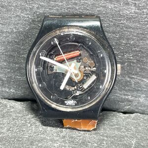 SWATCH スウォッチ BLACKLINER GB161 腕時計 アナログ クオーツ 3針 ブラック ラウンド スケルトン 新品電池交換済み 動作確認済み