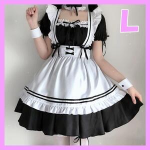 訳あり アウトレット メイド服 コスプレ ロリータ コスチューム L サイズ 付属品 6点セット