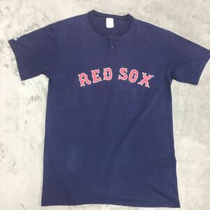 アメリカ古着MLB ボストンレッドソックス ベースボール ヘンリーネック 半袖Tシャツ フリオダニエルマルティネス 背番号45 Majestic Ｌ