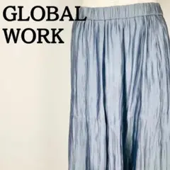 GLOBAL WORK　グローバルワーク プリーツ　スカート　青　ブルー　ロング