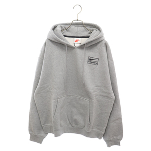 NIKE ナイキ 20AW×STUSSY Pullover Hoodie×ステューシー 刺繍 プルオーバー ヘビー スウェットパーカー グレー DJ9488-063