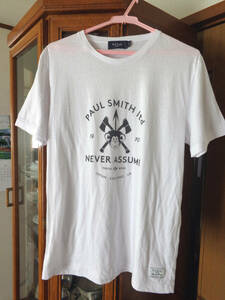 Paul Smith★ポールスミス 半袖Tシャツ ロゴ☆白色 ホワイト Lサイズ 送料￥370♪