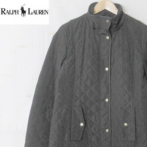 ローレンLAUREN■キルティングコート ジップアップ ロゴ入りスナップボタン /ラルフローレンRALPH LAUREN■M■ブラック ※NK4o11235