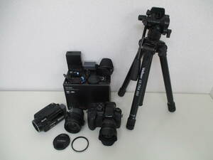 中古 カメラ Panasonic DC-GH5 LUMIX 1:4/7-14 + Victor GZ-HD5-B + レンズ LUMIX 1:4-5.8/14-140 + Velbon ULTRA 555 ※動作未確認 ／A