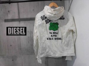 DIESEL ディーゼル チェーン刺繍xブルドックワッペン フード付き コットン ワークジャケット XL/フーディ ライトブルゾン/キナリ/メンズ