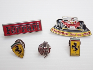 Y037　ピンバッジ ピン　フェラーリ　Ferrari　5個セット　Ferrari Club of Japan　オーナーズなど　Pin badge　FCJ