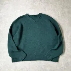 90s J.CREW wool knit vneck green