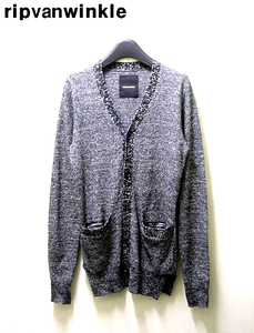 3【ripvanwinkle V-NECK CARDIGAN R16SS-008 BLACK リップヴァンウインクル Vネックカーディガン ブラック】