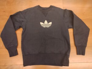 アディダス　adidas originals　トレフォイル ロゴ スウェット　濃紺　ネイビー　Vガゼット　万国旗タグ　Sサイズ　中古美品