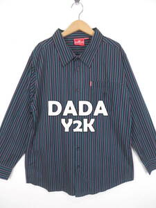 Y2K DADA ダダ ★ B系 長袖 ストライプシャツ XXL ★ ヒップホップブランド Bボーイ ラップ いなたい オーバーサイズ 00s ロゴ