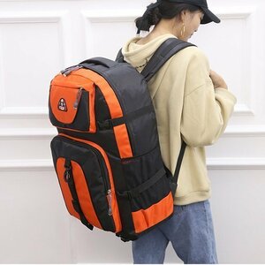 大容量 60L バックパック 登山 ディバッグ リュックサック 防水 スポーツ 旅行 アウトドア 鞄 ハイキング メンズ レディース オレンジ